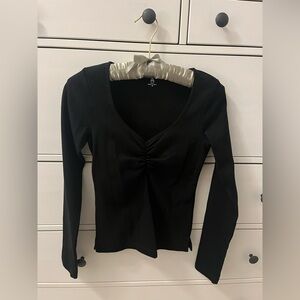 ABLE Sweetheart Neckline Black Ribbed Top